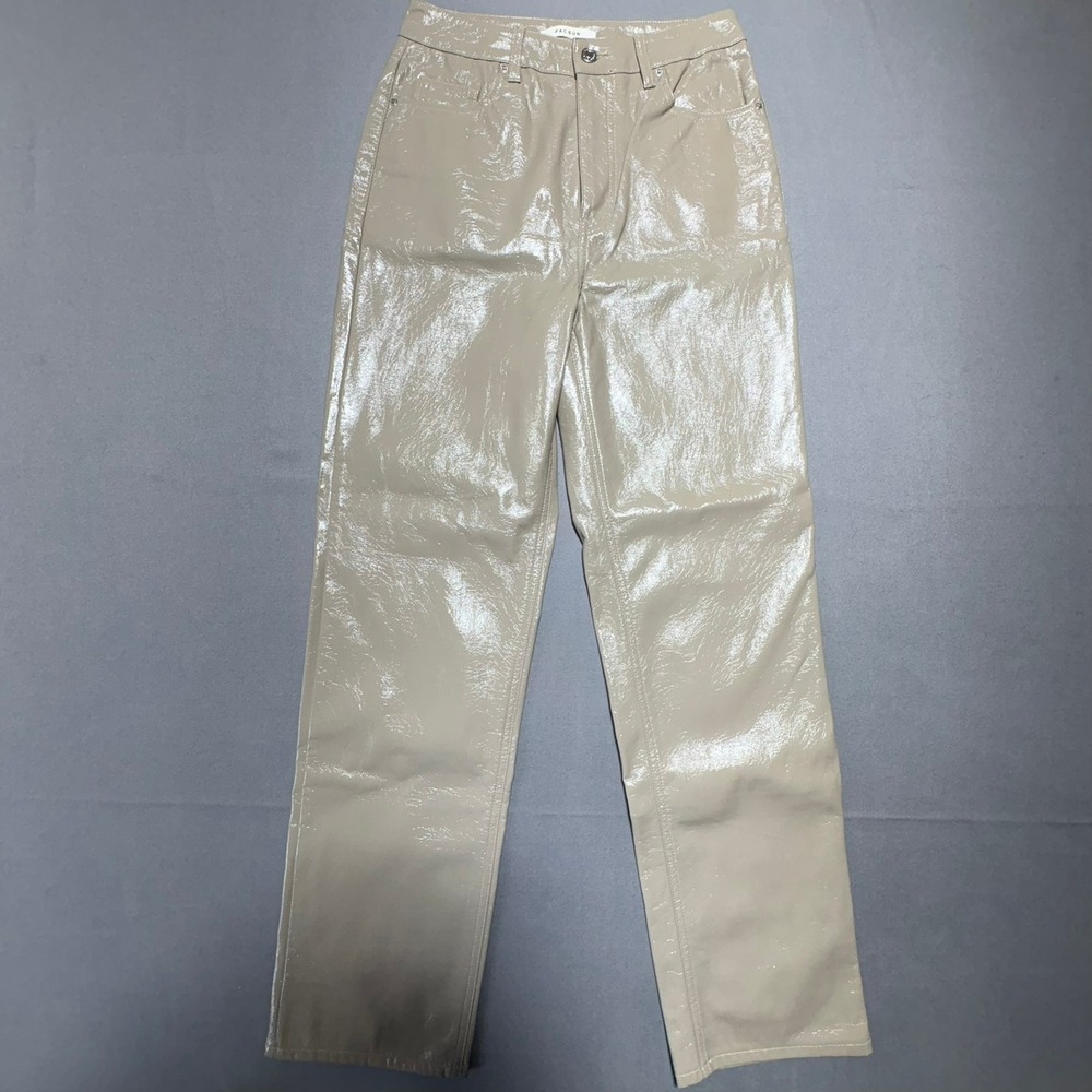PacSun 90's Boyfriend Tan Patent Faux Leather Straight Leg Pants 27